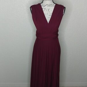 Lulus Infinity Multiple Wear Maxi Dress Burgundy Size S